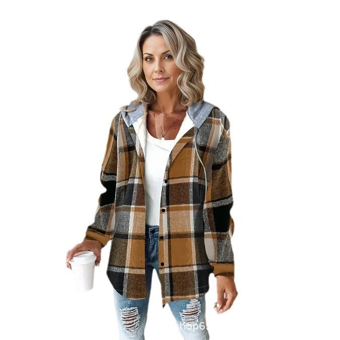 Veste en laine à carreaux pour femmes,