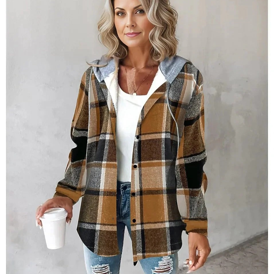 Veste en laine à carreaux pour femmes,