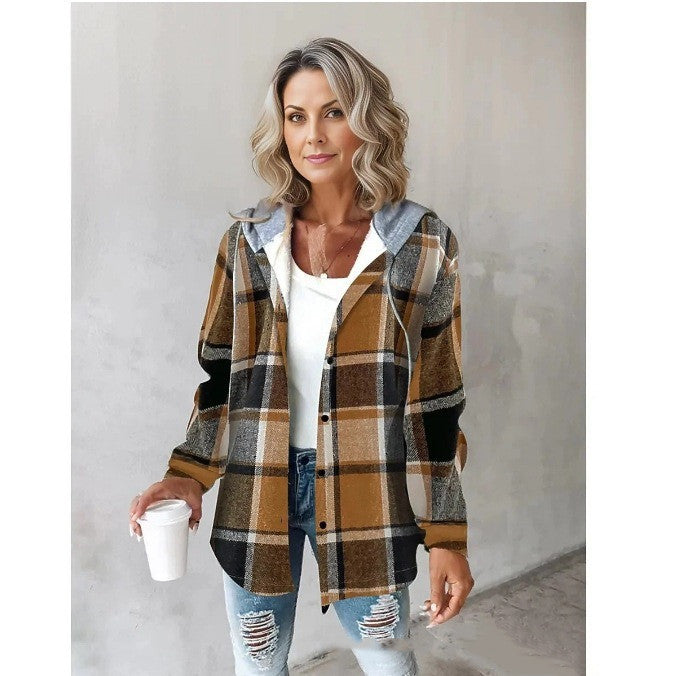 Veste en laine à carreaux pour femmes,