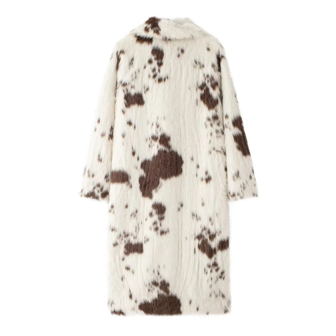 Manteau imitation fourrure motif animal pour femme