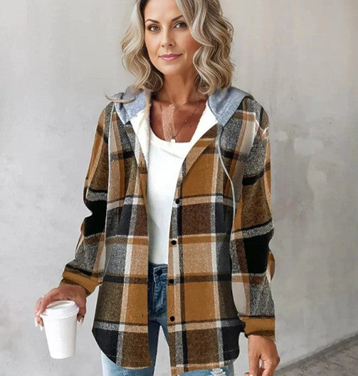 Veste en laine à carreaux pour femmes,