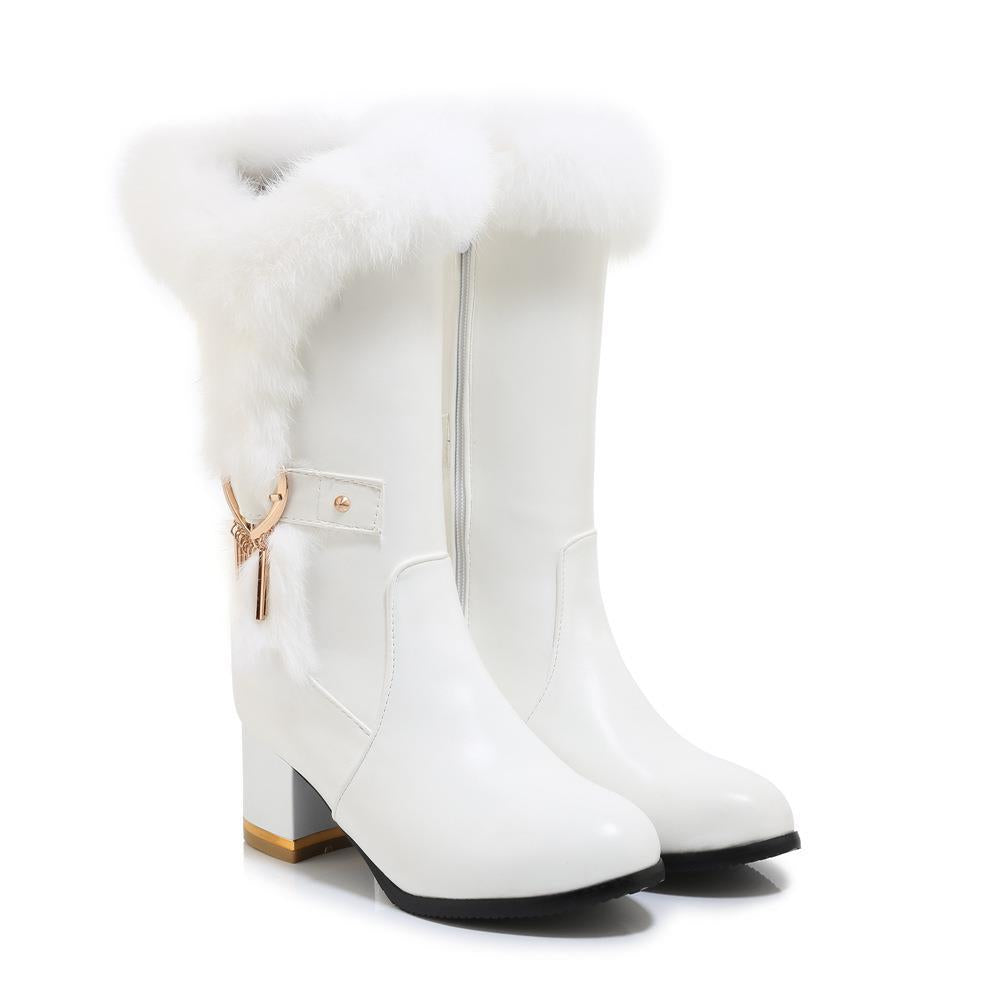Chaussures d'hiver à talons hauts gros talons