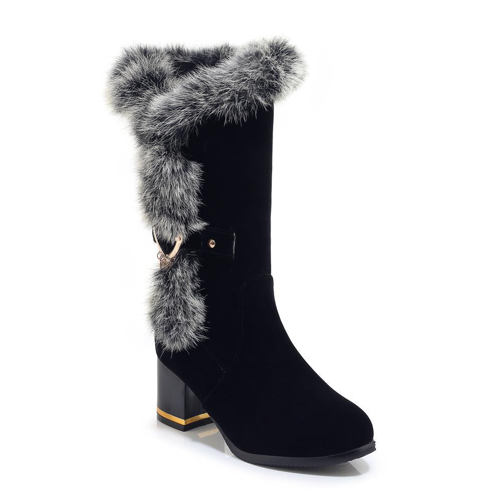 Chaussures d'hiver à talons hauts gros talons