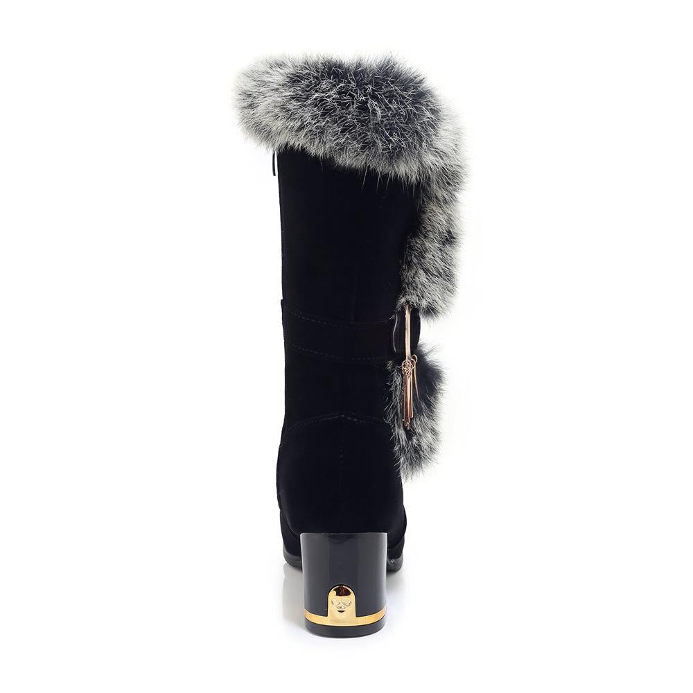 Chaussures d'hiver à talons hauts gros talons