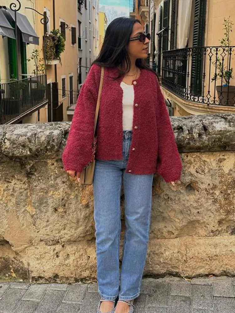 Cardigan en Tricot Solide