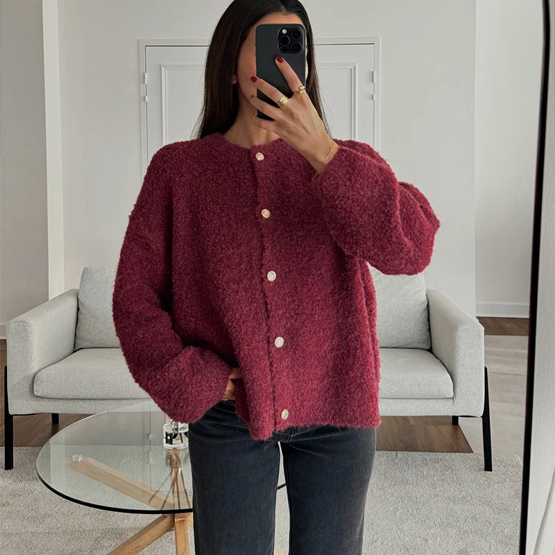 Cardigan en Tricot Solide