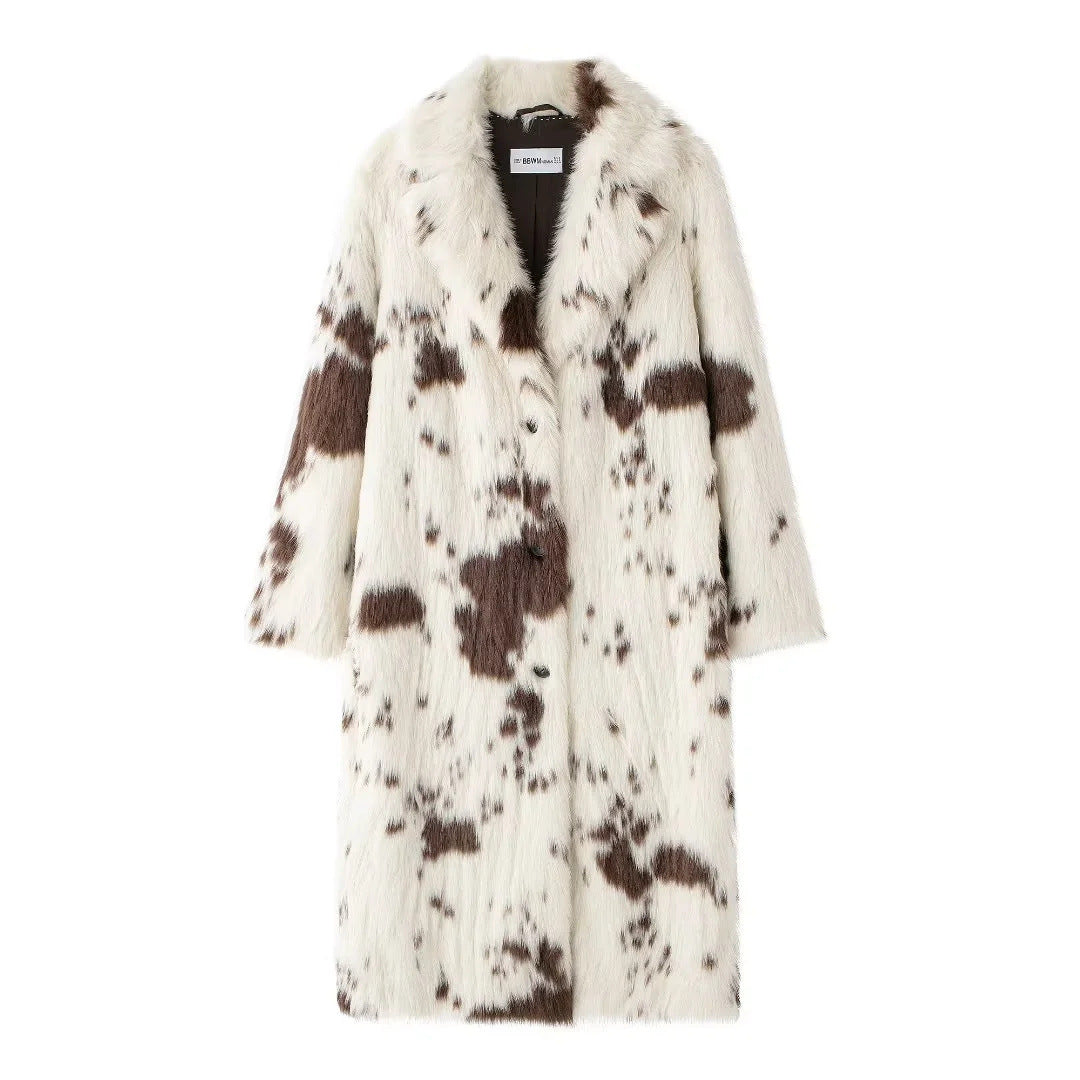Manteau imitation fourrure motif animal pour femme