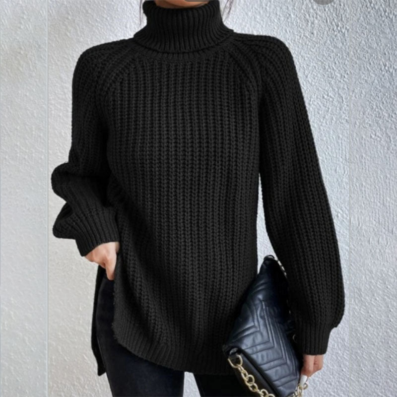 Pull en laine mode col haut pull épais