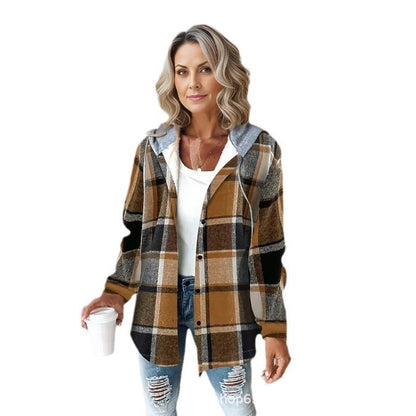 Veste en laine à carreaux pour femmes,