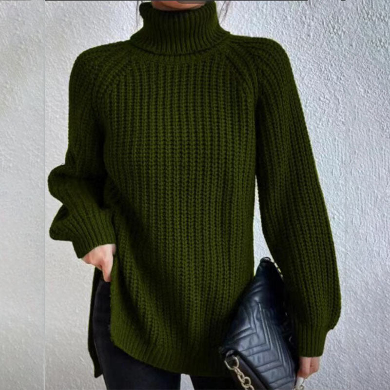 Pull en laine mode col haut pull épais