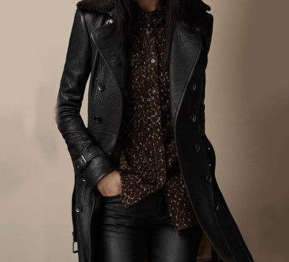 Veste croisée en similicuir slim européenne et américaine