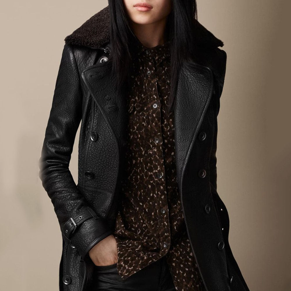Veste croisée en similicuir slim européenne et américaine
