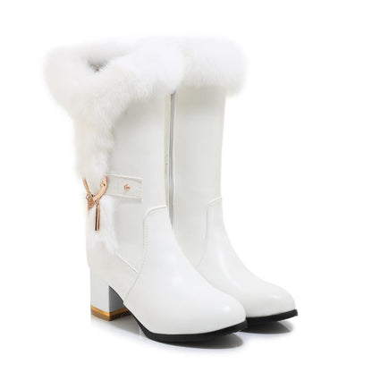 Chaussures d'hiver à talons hauts gros talons