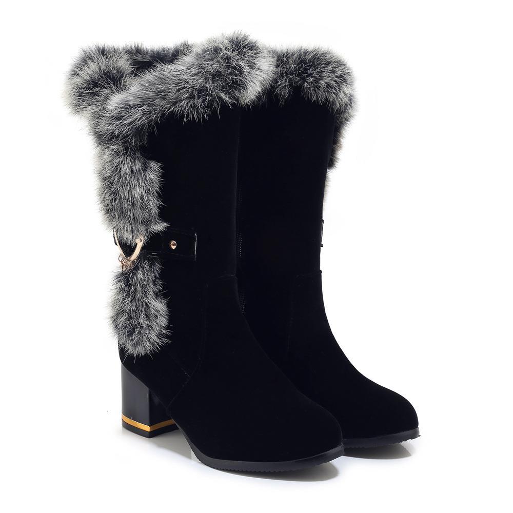 Chaussures d'hiver à talons hauts gros talons
