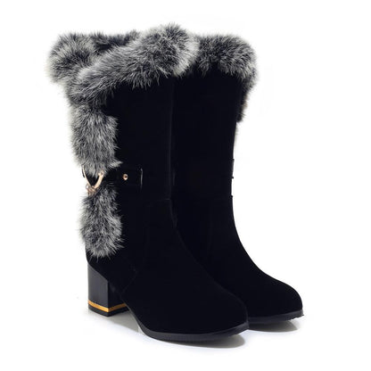 Chaussures d'hiver à talons hauts gros talons