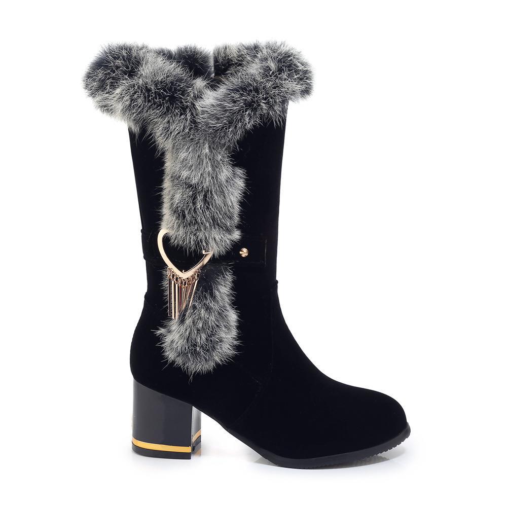 Chaussures d'hiver à talons hauts gros talons