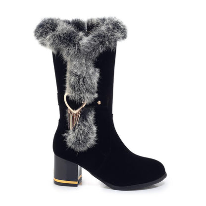 Chaussures d'hiver à talons hauts gros talons