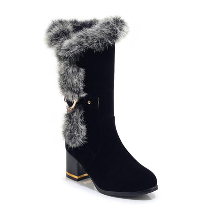 Chaussures d'hiver à talons hauts gros talons