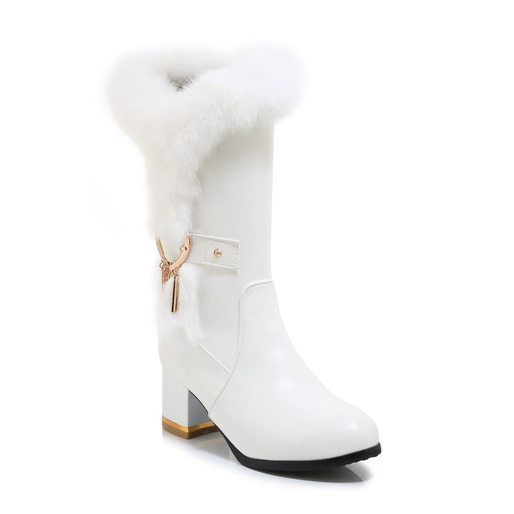 Chaussures d'hiver à talons hauts gros talons